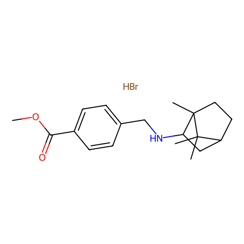 p-Toluic acid, alpha-(2-bornylamino)-, methyl ester, hydrobromide, endo-(+-)- structure