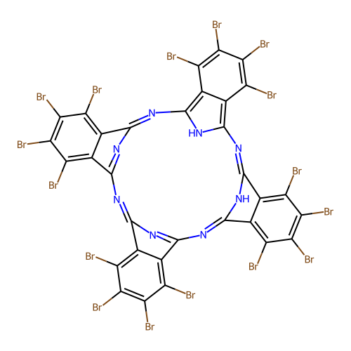 1,2,3,4,8,9,10,11,15,16,17,18,22,23,24,25-Hexadecabromo-29H,30H-phthalocyanine structure