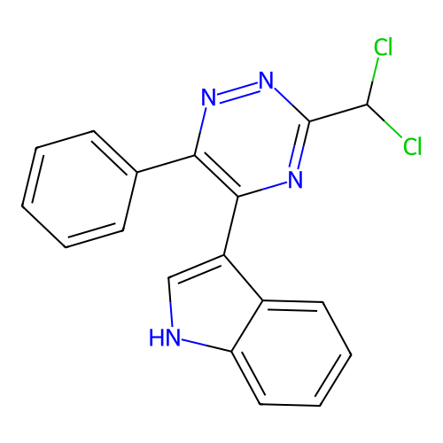 3-[3-(dichloromethyl)-6-phenyl-1,2,4-triazin-5-yl]-1H-indole structure