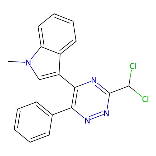 3-[3-(Dichloromethyl)-6-phenyl-1,2,4-triazin-5-yl]-1-methylindole structure