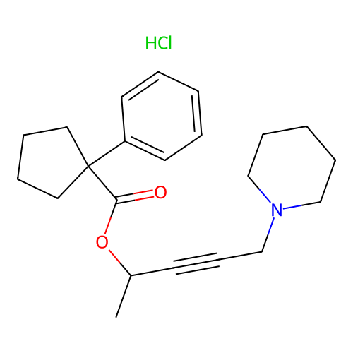 1-Methyl-4-piperidino-2-butynyl 1-phenylcyclopentanecarboxylate hydrochloride structure