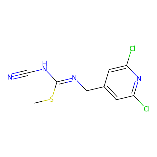 2,6-Dichloro-4-(([(cyanoimino)(methylthio)methyl]amino)methyl)pyridine structure
