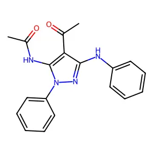Pyrazole, 5-amino-3-anilino-1-phenyl-, diacetyl deriv. structure