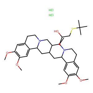 Emetine, 2'-(3-(tert-butylthio)-2-hydroxypropyl)-, dihydrochloride structure