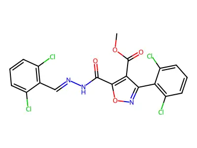 4,5-Isoxazoledicarboxylic acid, 3-(2,6-dichlorophenyl)-, 4-methyl ester, 5-[2-[(2,6-dichlorophenyl)methylene]hydrazide] structure
