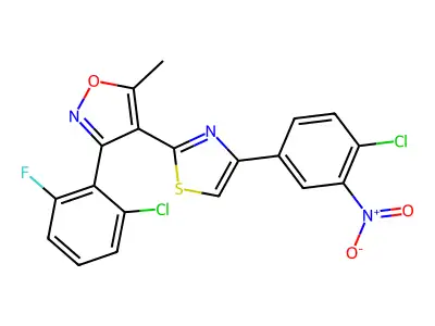 3-(2-chloro-6-fluorophenyl)-4-[4-(4-chloro-3-nitrophenyl)-1,3-thiazol-2-yl]-5-methylisoxazole structure
