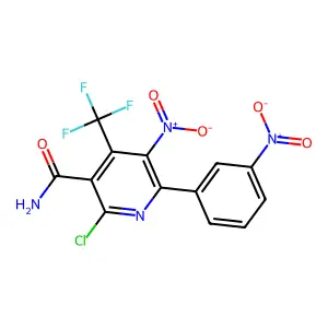2-Chloro-5-nitro-6-(3-nitrophenyl)-4-(trifluoromethyl)nicotinamide structure