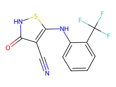 3-Oxo-5-[[2-(trifluoromethyl)phenyl]amino]-2,3-dihydroisothiazole-4-carbonitrile structure
