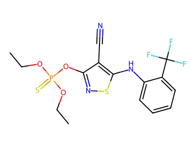 3-[(diethoxyphosphorothioyl)oxy]-5-[2-(trifluoromethyl)anilino]isothiazole-4-carbonitrile structure