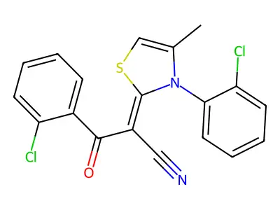 2-Chloro-alpha-[3-(2-chlorophenyl)-4-methyl-2(3H)-thiazolylidene]-beta-oxobenzenepropanenitrile structure