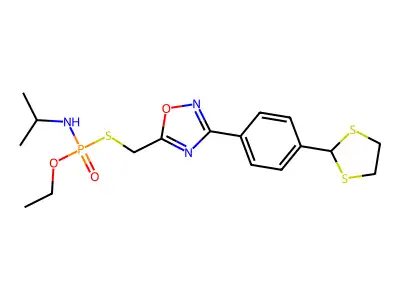 3-[4-(1,3-Dithiolan-2-yl)phenyl]-5-(ethoxyisopropylaminophosphoryl)thiomethyl-1,2,4-oxadiazole structure
