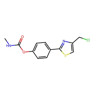4-[4-(chloromethyl)-1,3-thiazol-2-yl]phenyl N-methylcarbamate structure