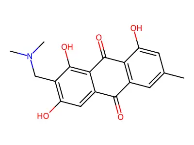 2-((Dimethylamino)methyl)-1,3,8-trihydroxy-6-methylanthracene-9,10-dione structure
