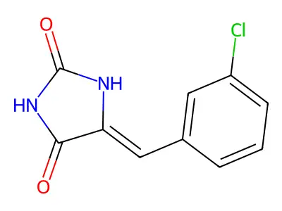 (5E)-5-(3-chlorobenzylidene)imidazolidine-2,4-dione structure