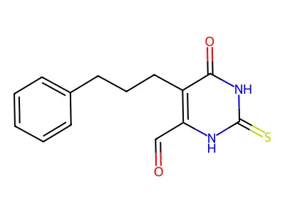 4-oxo-5-(3-phenylpropyl)-2-sulfanylidene-1H-pyrimidine-6-carbaldehyde structure