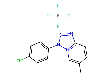 3-(4-chlorophenyl)-6-methyl-3H-[1,2,3,4]tetraazolo[1,5-a]pyridin-4-ium tetrafluoroborate structure