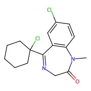 7-Chloro-5-(1-chlorocyclohexyl)-1,3-dihydro-1-methyl-2H-1,4-benzodiazepin-2-one structure