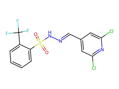 N'1-[(2,6-dichloro-4-pyridyl)methylidene]-2-(trifluoromethyl)benzene-1-sulphonohydrazide structure
