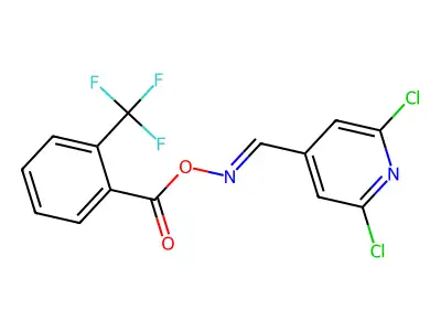 [(2,6-Dichloro-4-pyridinyl)methylideneamino] 2-(trifluoromethyl)benzoate structure