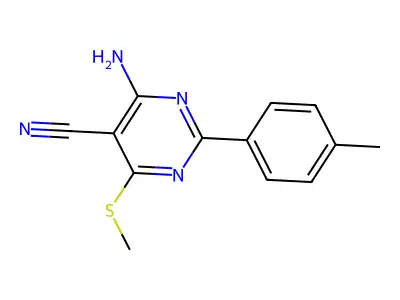 4-Amino-2-(4-methylphenyl)-6-(methylthio)pyrimidine-5-carbonitrile structure