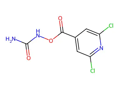 (Aminocarbonyl)azanyl 2,6-dichloro-4-pyridinecarboxylate structure