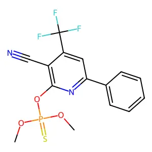 2-[(Dimethoxyphosphorothioyl)oxy]-6-phenyl-4-(trifluoromethyl)nicotinonitrile structure
