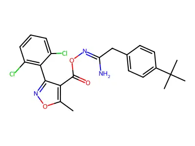 [[1-amino-2-(4-tert-butylphenyl)ethylidene]amino] 3-(2,6-dichlorophenyl)-5-methyl-1,2-oxazole-4-carboxylate structure
