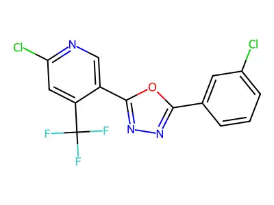 2-(3-Chlorophenyl)-5-[6-chloro-4-(trifluoromethyl)-3-pyridyl]-1,3,4-oxadiazole structure