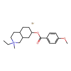 Isoquinolium, 1,2,3,4,4a-alpha,5,6,7,8,8a-beta-decahydro-2-ethyl-7-beta-hydroxy-2-methyl-, bromide, p-anisate structure