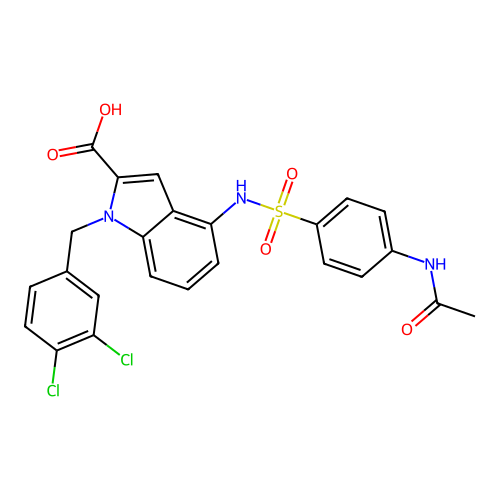 4-[[[4-(Acetylamino)phenyl]sulfonyl]amino]-1-[(3,4-dichlorophenyl)methyl]-1H-indole-2-carboxylic acid structure