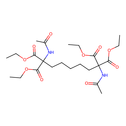 Tetraethyl 1,7-diacetamidoheptane-1,1,7,7-tetracarboxylate structure