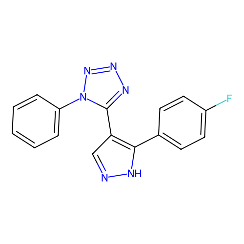 5-[5-(4-fluorophenyl)-1H-pyrazol-4-yl]-1-phenyl-1H-tetraazole structure