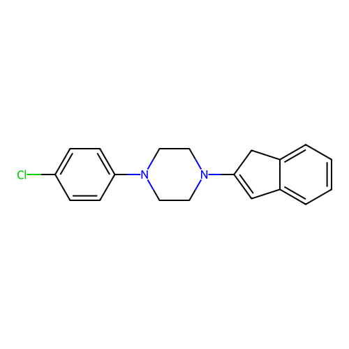 1-(4-chlorophenyl)-4-(1H-inden-2-yl)piperazine structure