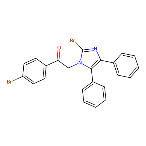2-(2-bromo-4,5-diphenyl-1H-imidazol-1-yl)-1-(4-bromophenyl)ethanone structure