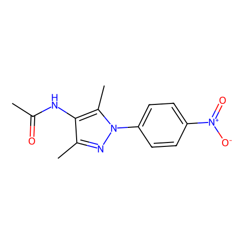 N-[3,5-dimethyl-1-(4-nitrophenyl)pyrazol-4-yl]acetamide structure