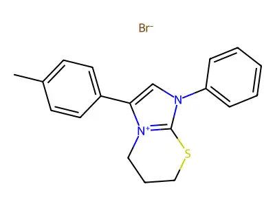 1-Phenyl-3-p-tolyl-6,7-dihydro-5H-imidazo[2,1-b][1,3]thiazin-1-ium structure