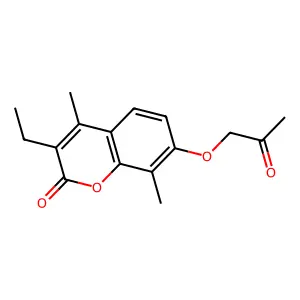 3-Ethyl-4,8-dimethyl-7-(2-oxopropoxy)-2H-1-benzopyran-2-one structure