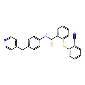 2-(2-cyanophenyl)sulfanyl-N-[4-(pyridin-4-ylmethyl)phenyl]benzamide structure