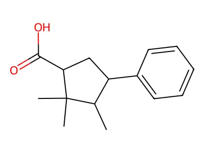 2,2,3-Trimethyl-4-phenylcyclopentanecarboxylic acid structure