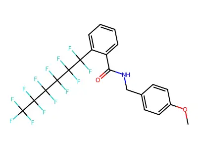 N1-(4-methoxybenzyl)-2-(1,1,2,2,3,3,4,4,5,5,6,6,6-tridecafluorohexyl)benzamide structure
