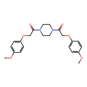 Piperazine, 1,4-bis((4-methoxyphenoxy)acetyl)- structure