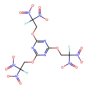 2,4,6-Tris(2-fluoro-2,2-dinitroethoxy)-1,3,5-triazine structure