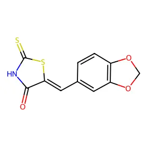 (5E)-5-(1,3-benzodioxol-5-ylmethylidene)-2-sulfanylidene-1,3-thiazolidin-4-one structure