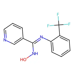 N-hydroxy-N'-(2-(trifluoromethyl)phenyl)pyridine-3-carboximidamide structure