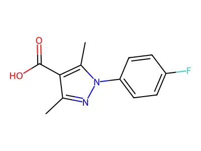 1-(4-fluorophenyl)-3,5-dimethyl-1H-pyrazole-4-carboxylic acid structure
