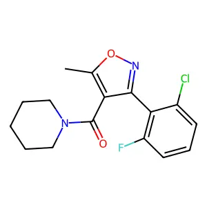[3-(2-Chloro-6-fluorophenyl)-5-methyl-4-isoxazolyl](piperidino)methanone structure