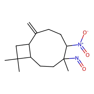 Bicyclo(7.2.0)undecane, 6,10,10-trimethyl-2-methylene-5-nitro-6-nitroso- structure