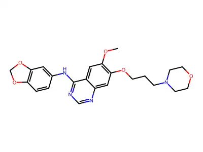 N-(1,3-benzodioxol-5-yl)-6-methoxy-7-(3-morpholin-4-ylpropoxy)quinazolin-4-amine structure