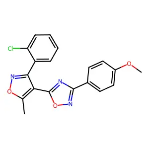 5-[3-(2-chlorophenyl)-5-methyl-1,2-oxazol-4-yl]-3-(4-methoxyphenyl)-1,2,4-oxadiazole structure