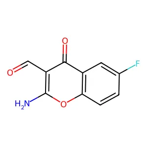 2-amino-6-fluoro-4-oxo-4H-chromene-3-carbaldehyde structure